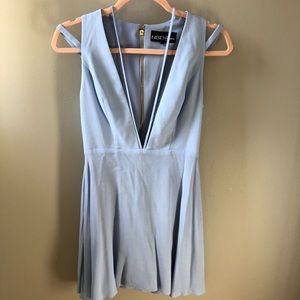 powder blue plunging v beck dress